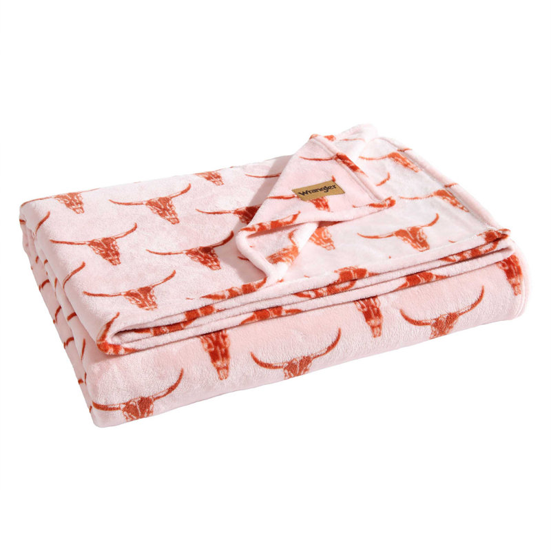 Couverture en molleton ultra doux Wrangler, Double/Grand, Tête de bœuf rose