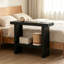 Console moderne avec rangement, table d'entrée rectangulaire pour couloir, vestibule, salon, fabrication en panneau de particules robuste, assemblage facile, finition noire