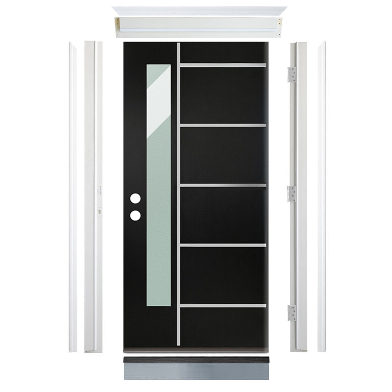 Porte d'entrée Calhome, 1-Lite noir, S'ouvre à droite vers l'intérieur