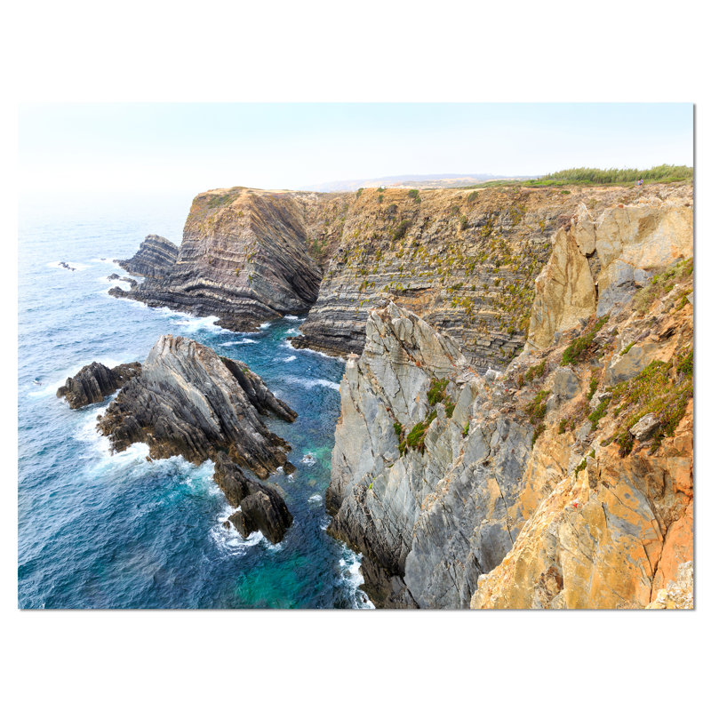 « blue rocky bay portugal panorama », reproduction de photo sur toile tendue, H 30 po x l 40 po x P 1 po
