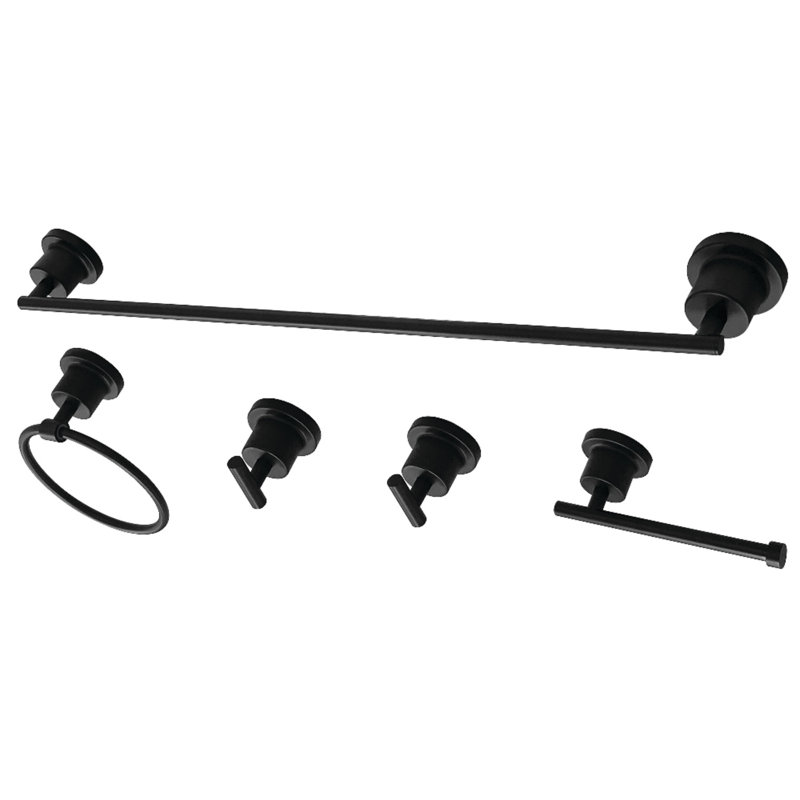 Kingston Brass Concord 5-Piece Bathroom Hardware Set, Matte Black