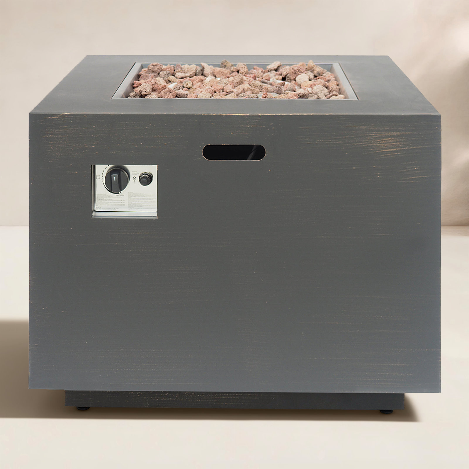 Alsacia Square Fire Pit Table, Brushed Brown