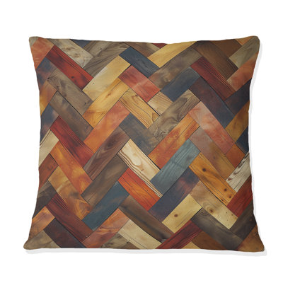 Coussin décoratif brun à chevrons I - Mid-Century