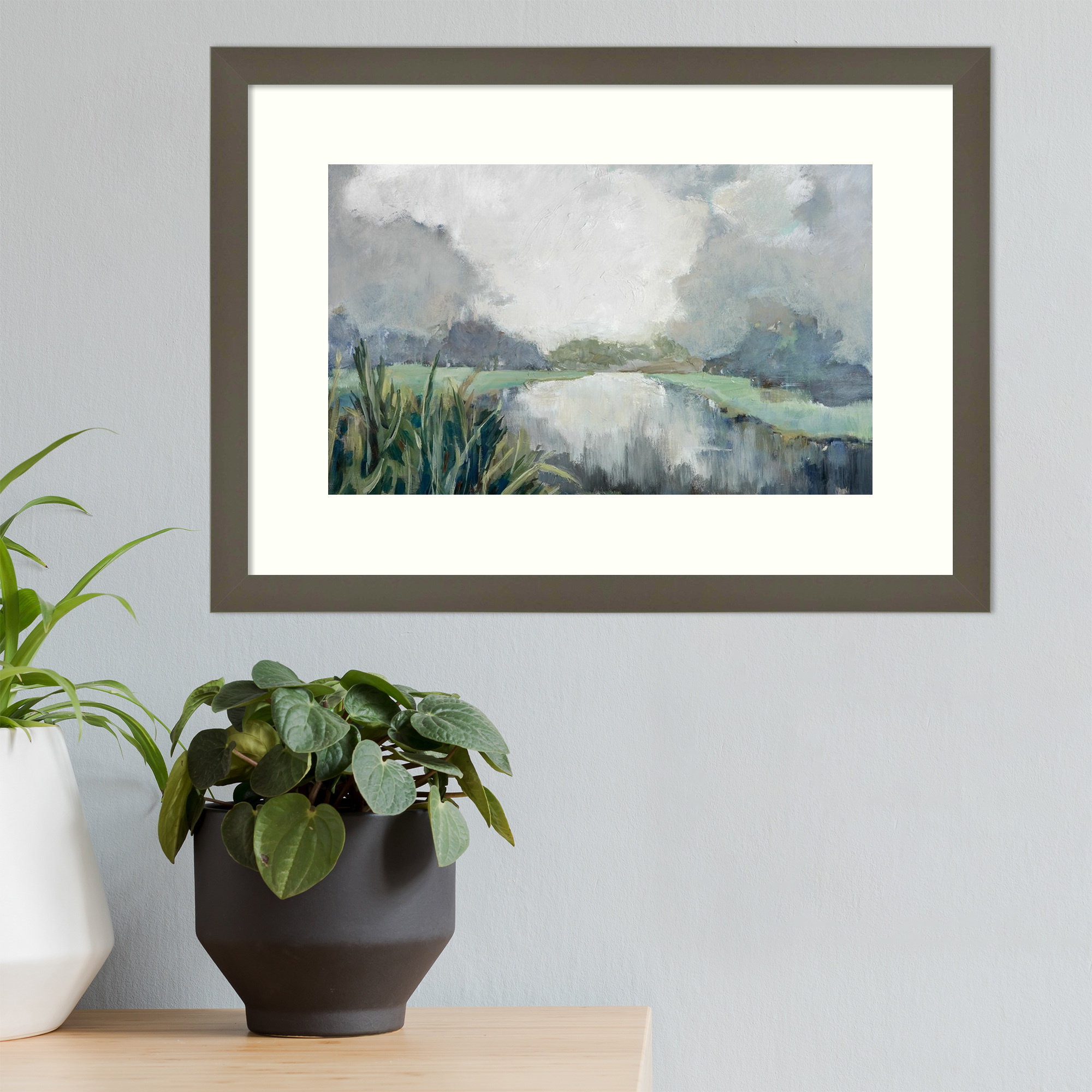 Passage by Mary Parker Buckley, Gray, Framed Print, 13" H x 18" W