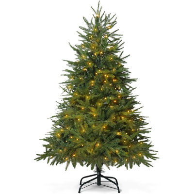 4.5 FT Premium Pre-lit Fraser Fir Christmas Tree w/ 150Lights and Mixed PVC & PE Branch Tip