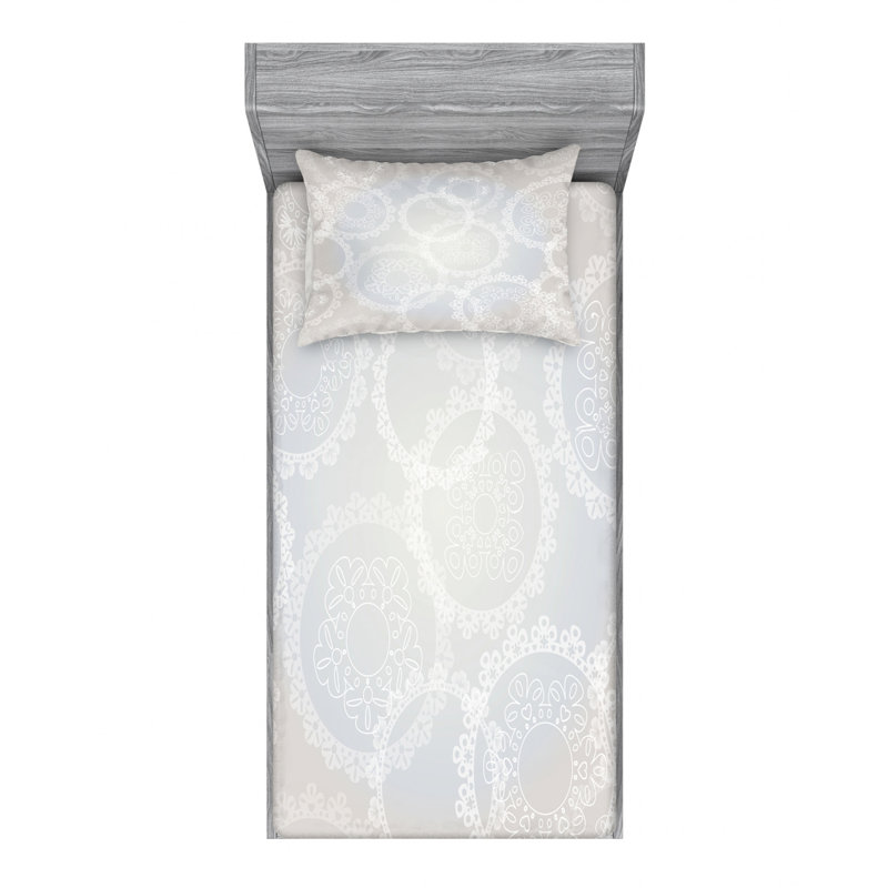 Microfiber Damask Sheet Set, Twin Sheet Set with Fitted Sheet