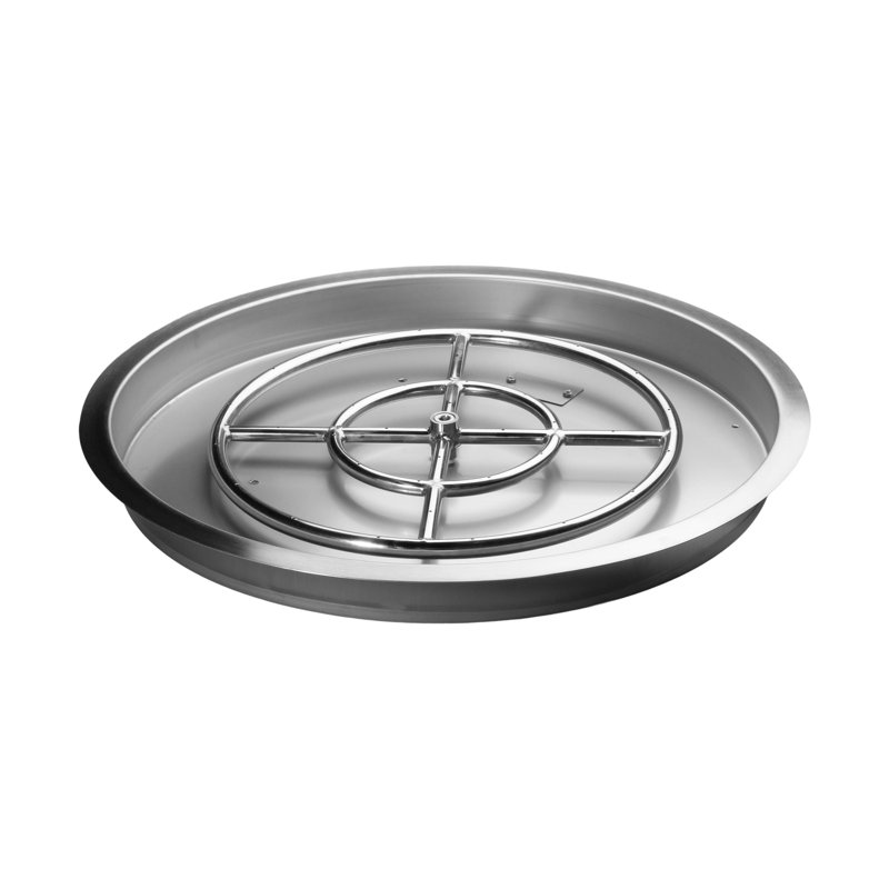 Foyer encastré rond 25 po en acier inoxydable avec brûleur 18 po