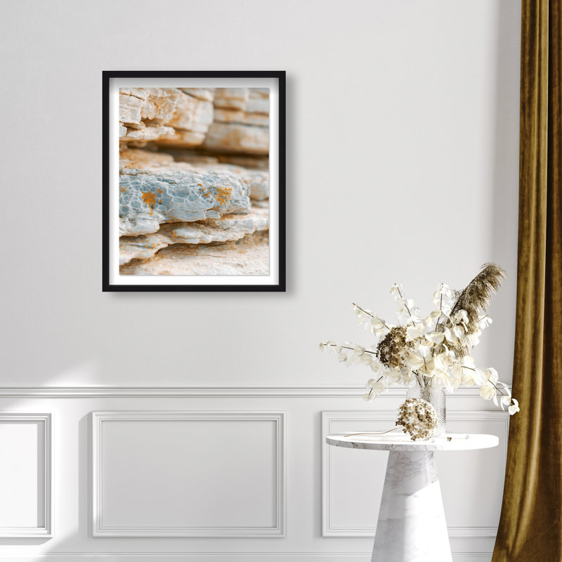 Lichen Crust Shadowbox Paysage et Nature Estampe par Oliver Gal, 31.5"H x 25.5"W, Black Frame