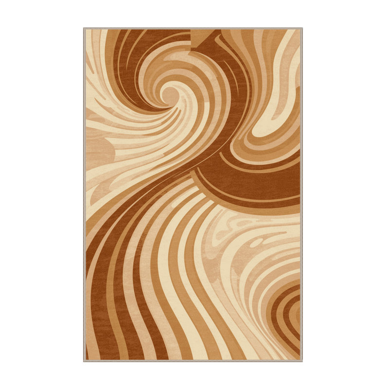 Soft Plush Eberhard Bold & Eclectic Modern Arc Area Rug in Brown – Beige Binding, 5x7