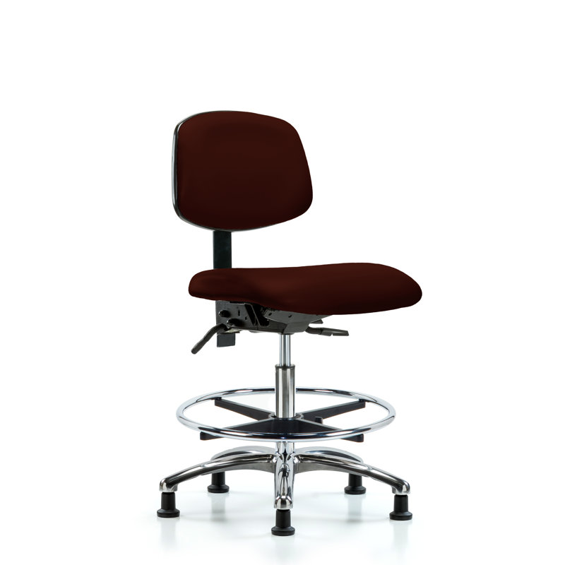 Evangeline Drafting Chair, Burgundy, Glides, Included