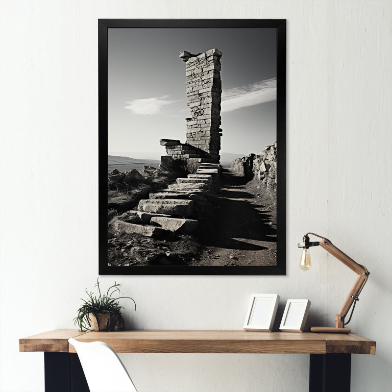 Spiritual Stone Minimalisme, paysage sur toile, Cadre simple noir, H 32 po x l 16 po x P 1 po