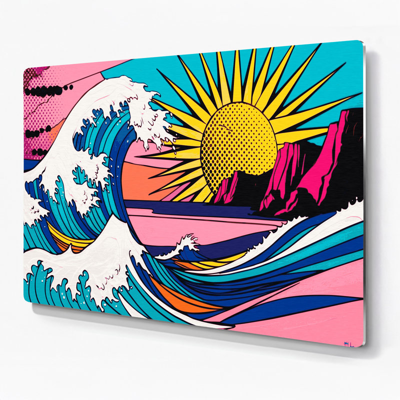 Art mural en métal bleu côtier, H 8 po x l 10 po