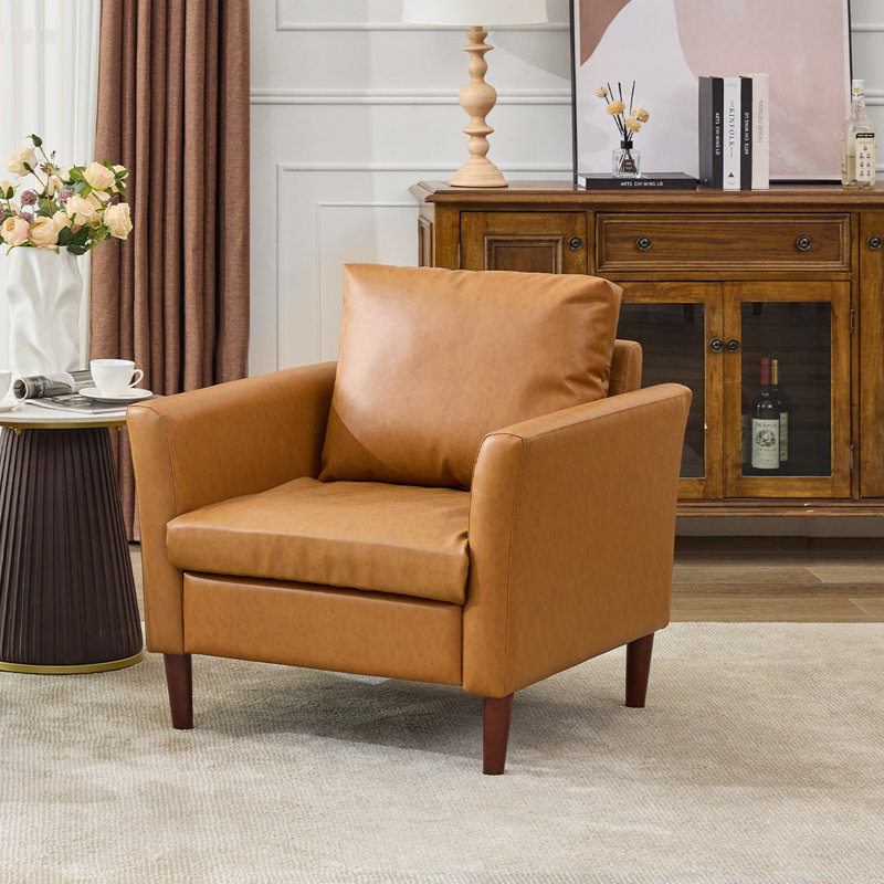 Fauteuil d'appoint en similicuir Bobur, Brun moyen