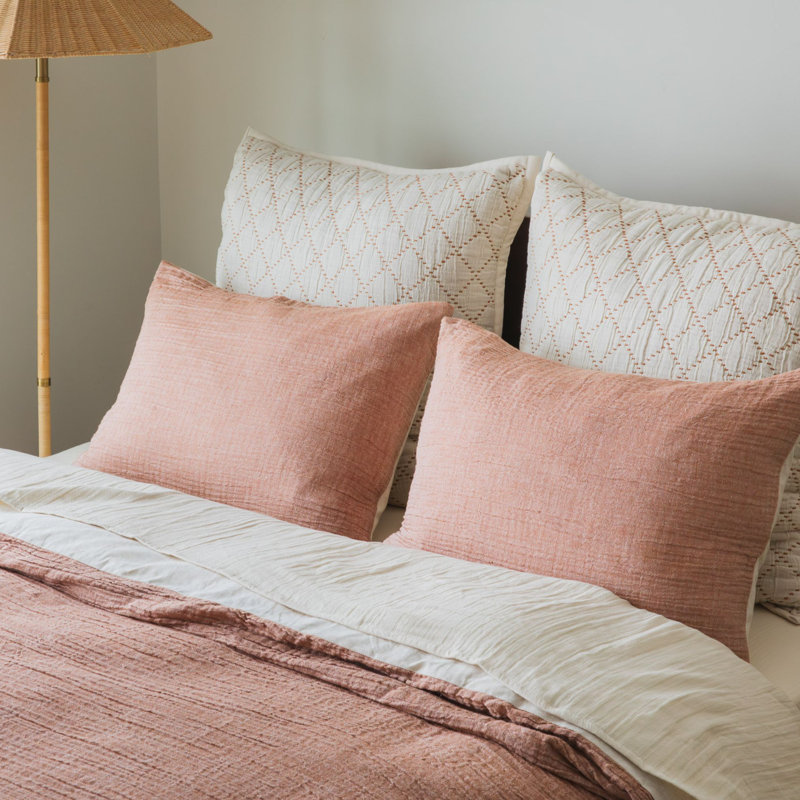 Crinkled Linen Sham Set, King Size
