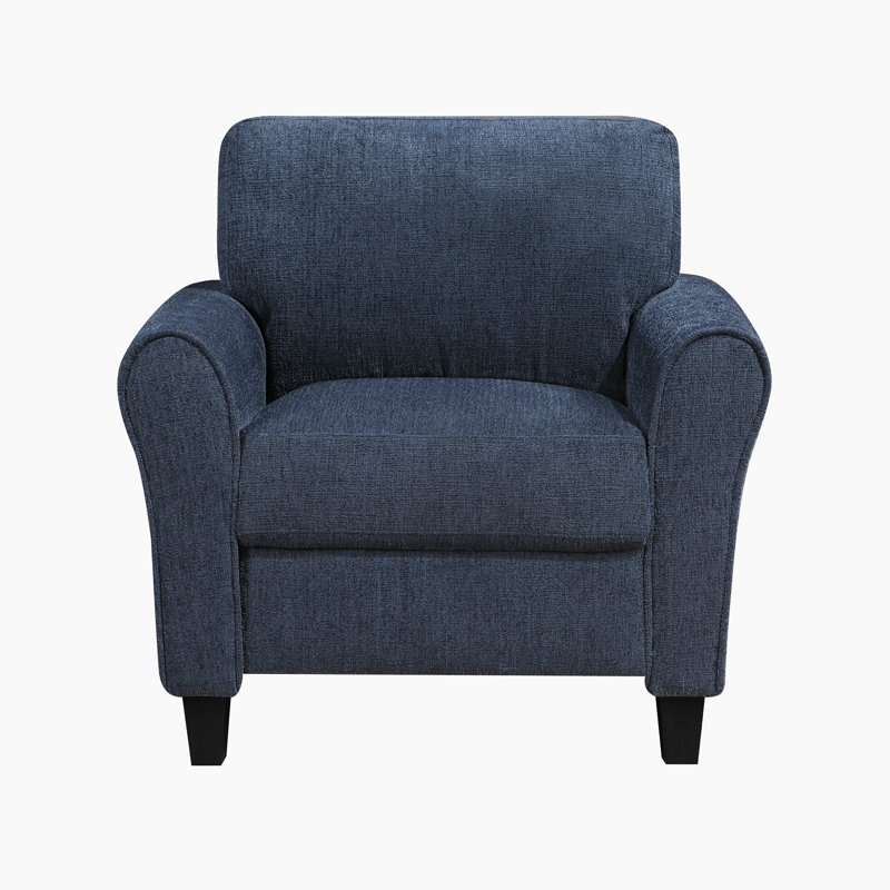 Chaise d'appoint moderne et contemporaine Emilio de 37 po avec revêtement en chenille, pieds exposés, ressorts en mousse