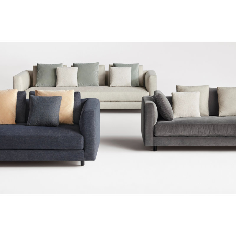 Hands Down Sofa, Tofte Navy Polyester Blend, 35" H x 94" W x 38" D, Camel Velvet/Sanford Navy Polyester Blend
