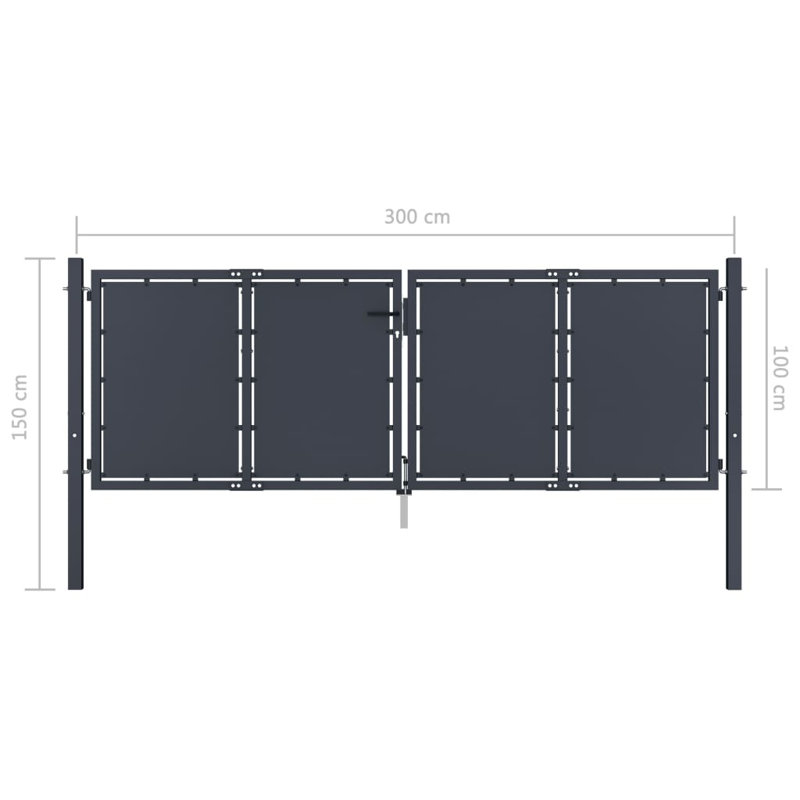 Melik Anthracite Metal Gate, 150cm H x 300cm W