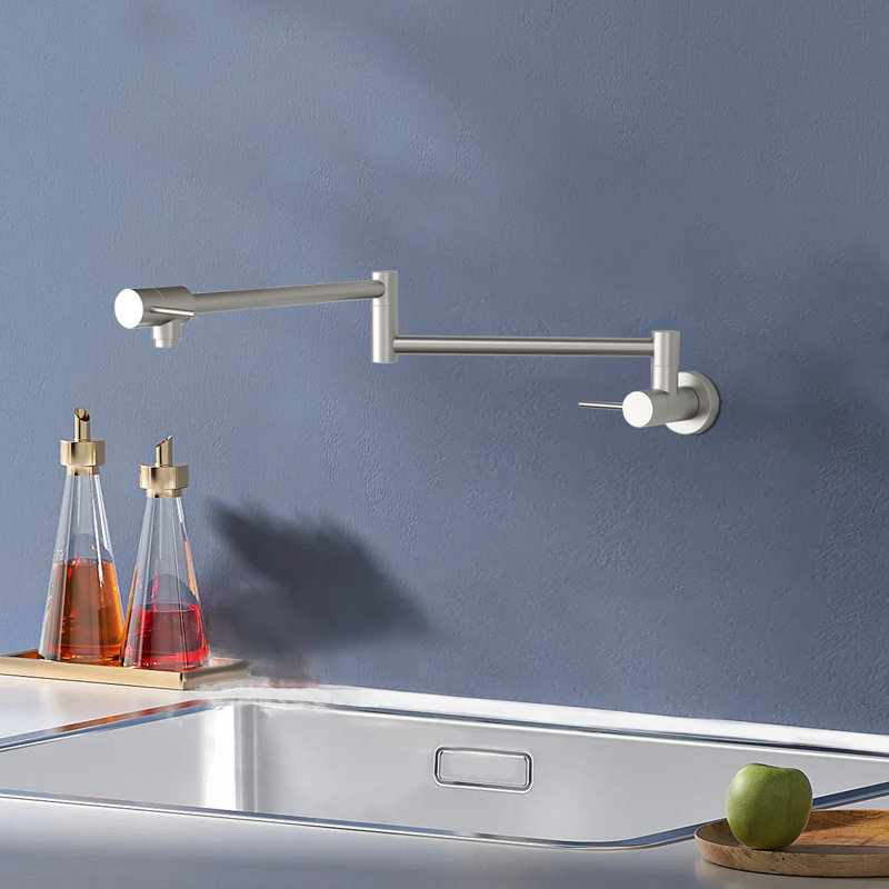 Pot Filler Faucet - Wall Mount Kitchen Sink Faucet, Brushed Nickel
