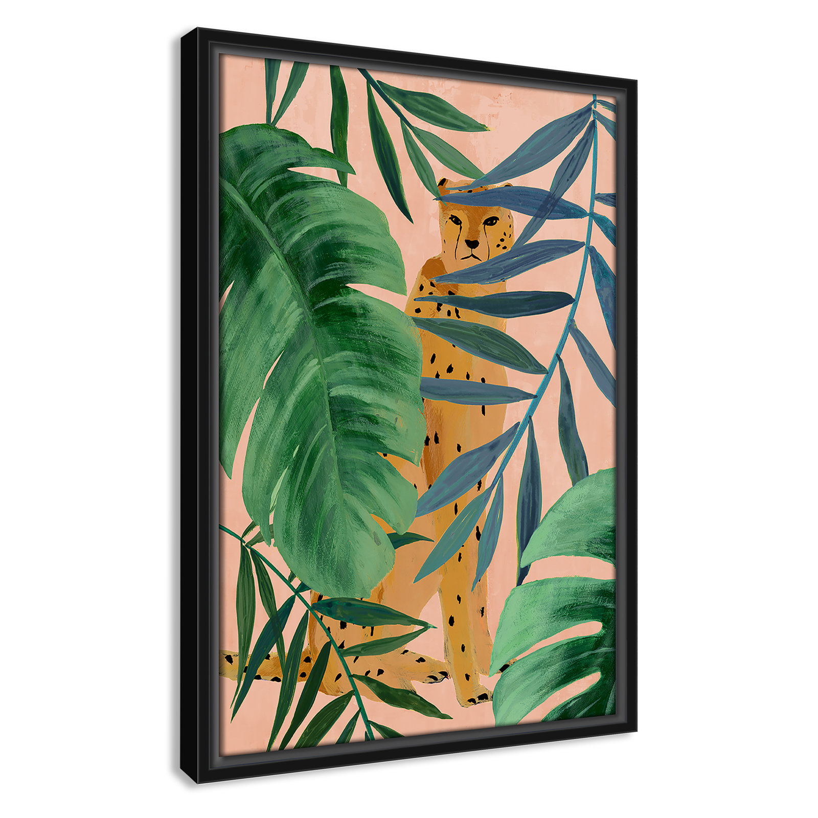 Allie "Silent Jungle" Painting by Isabelle Z, 19.5" H x 13.5" W x 2" D, Black Framed Canvas
