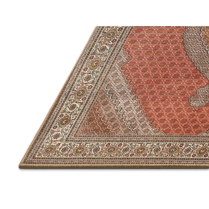 Tapis en laine orange / gris, Rectangle 7 pi x 9 pi