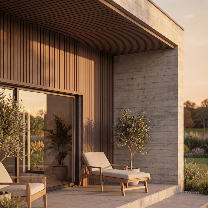 Linear WPC Exterior Wall Slat Siding and Cladding Panels 114 in x 8.62 in, Ipe, Ipe