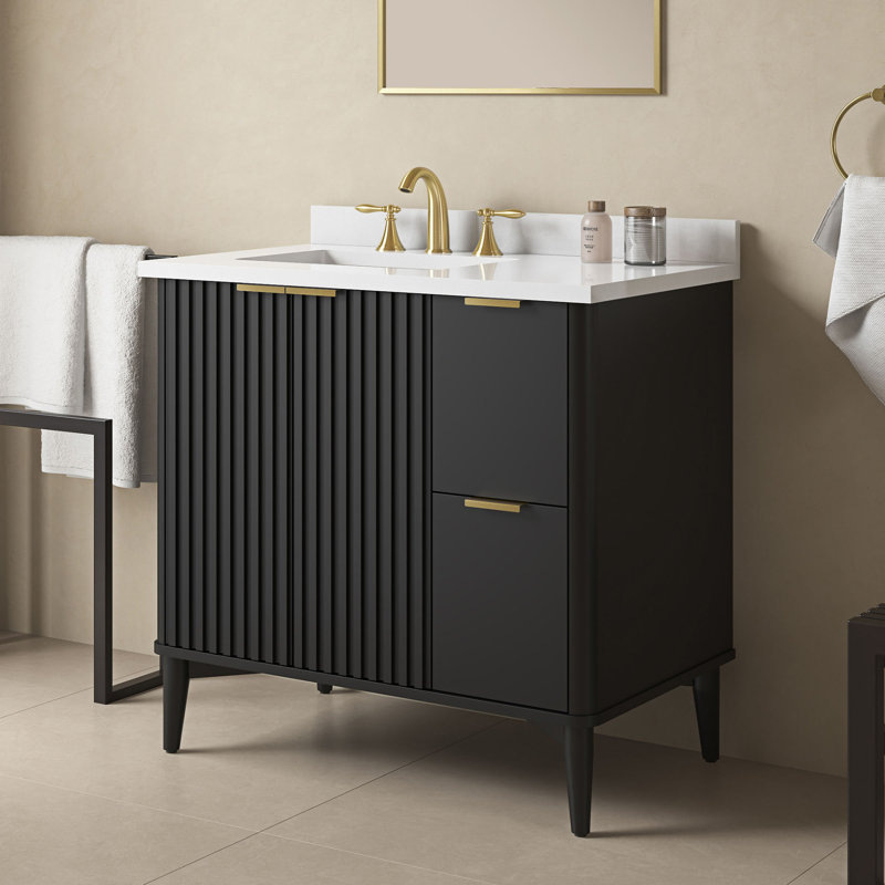 Meuble-lavabo simple 36 po Gabi, Noir onyx