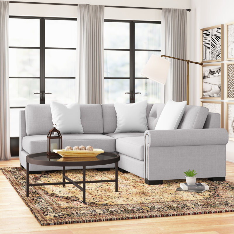 Canapé modulaire en microfibre / microsuède de 83 po de largeur Mosely, Gray Revolution®, Orienté à gauche (vu de face)