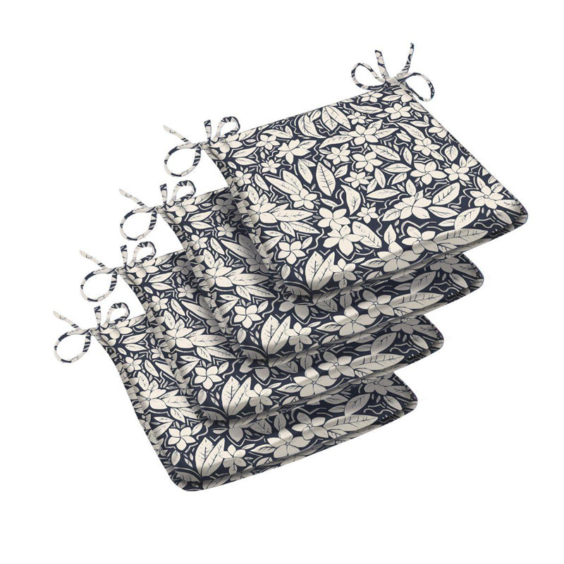 Blossom A Shape Seat Pad Set of 4, Blue Floral
