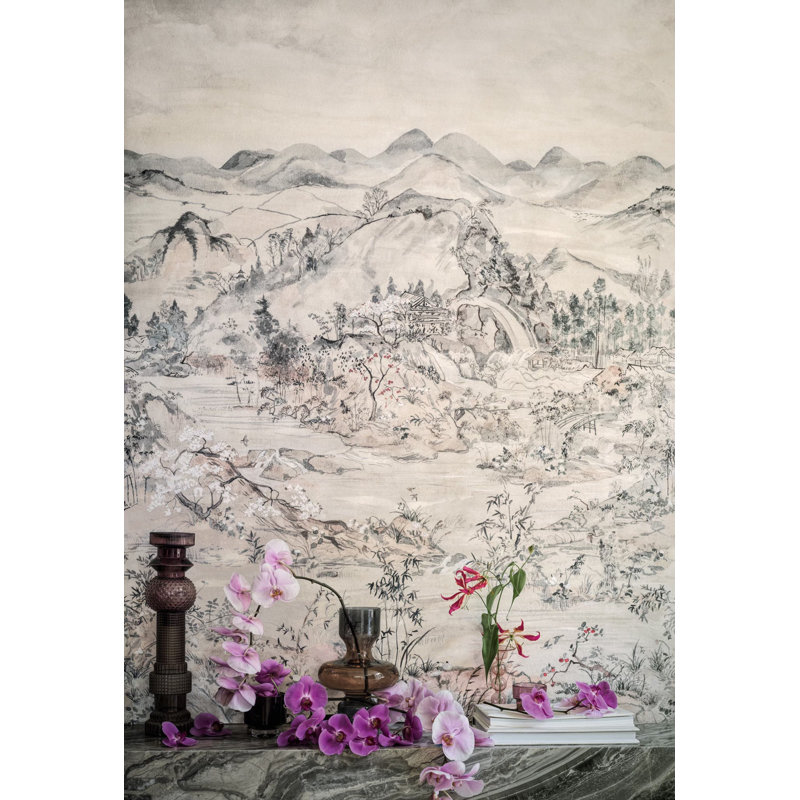 Japanese Chinoiserie Sisal, Pink Opal, Non-Woven