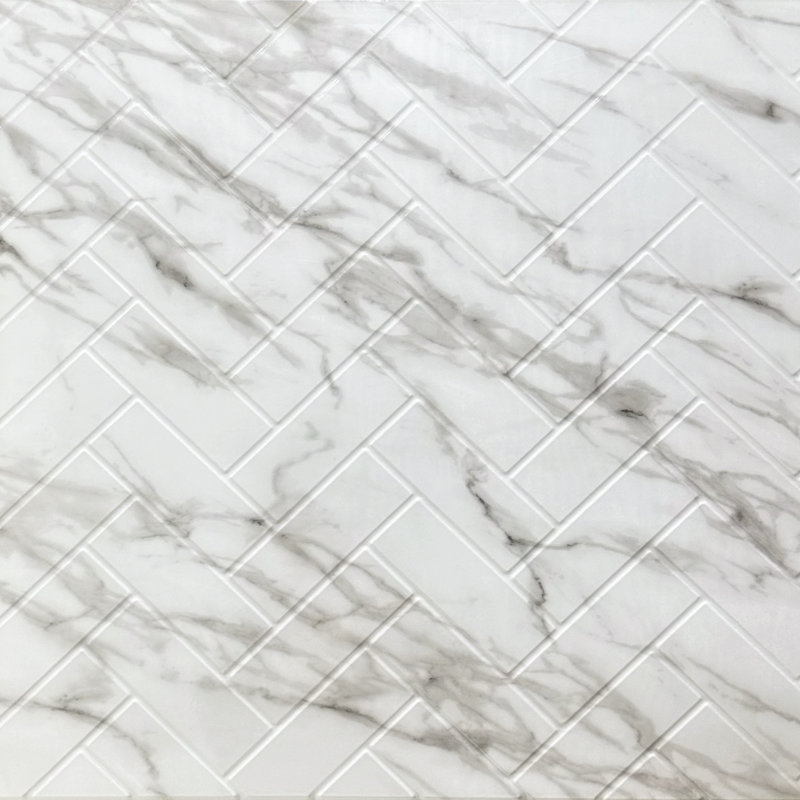 Panneaux de dosseret en PVC 2 pi x 8 pi Herringbone, Marbre