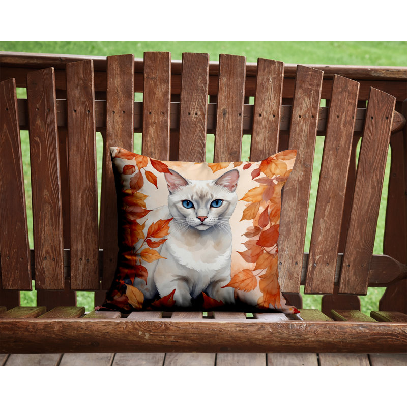Coussin décoratif avec chat blanc, Carré 14 po