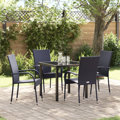 Garden Dining Set 5 Pcs PE Rattan