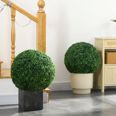 Ensemble de 2 boules artificielles en forme de buis topiaire 19,75 pouces, plantes d'intérieur et d'extérieur pour la maison, le bureau et le salon