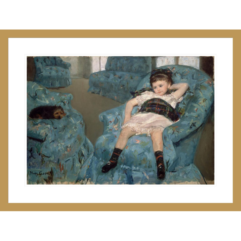 Petite fille dans un fauteuil bleu par Mary Cassatt, H 22,24 po x l 29,5 po