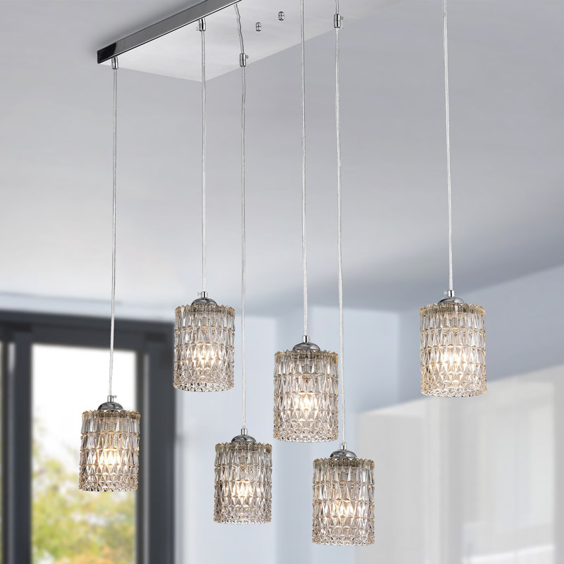 Luminaire suspendu cylindre grappe 6 lumières Earnhardt