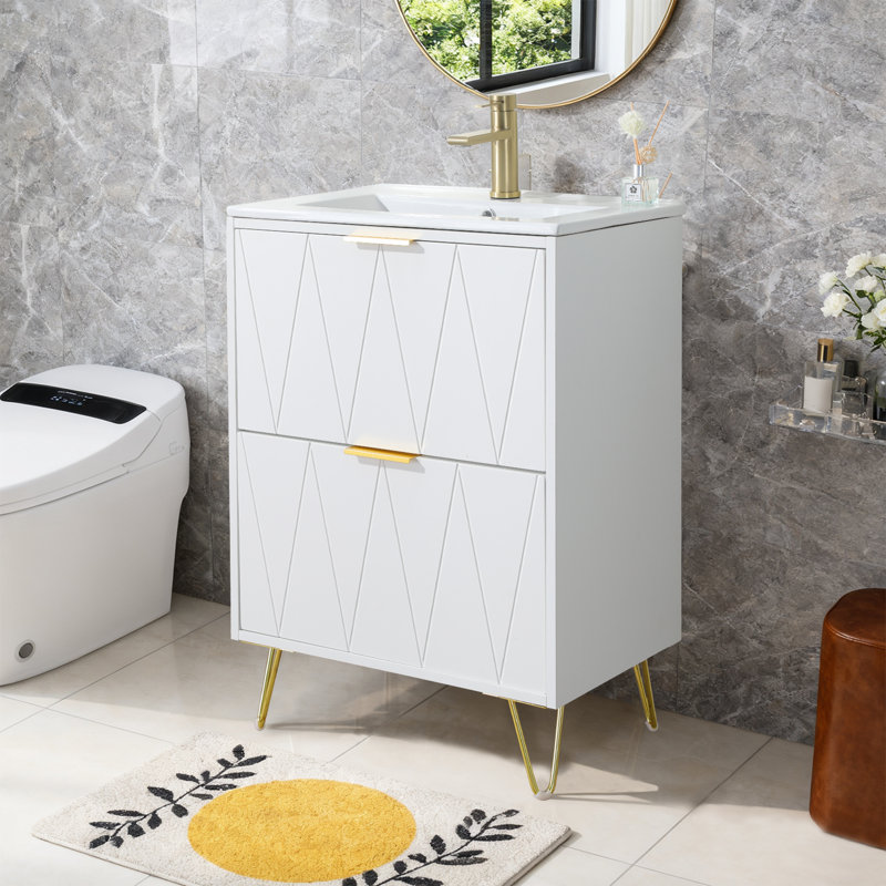 Ensemble de meuble-lavabo simple 24 po Modern, Blanc