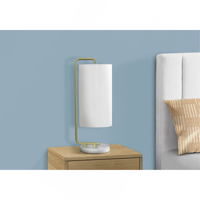 Lighting, H 20 po, lampe de table, marbre blanc, abat-jour ivoire / crème, contemporain