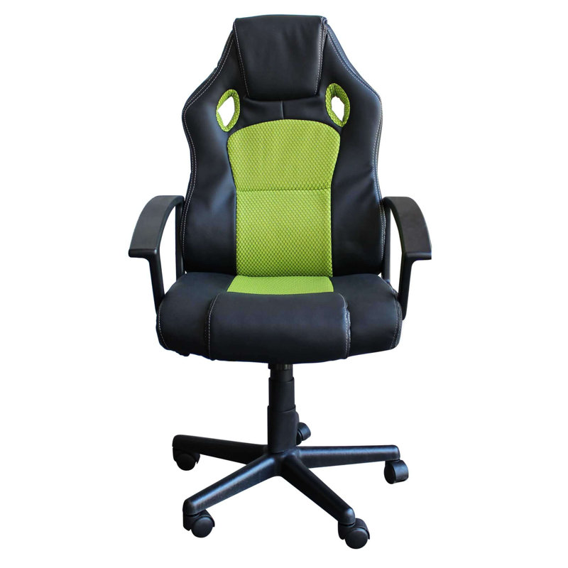 Brayden Studio Boothville Adjustable Swiveling PC & Racing Game Chair, Green