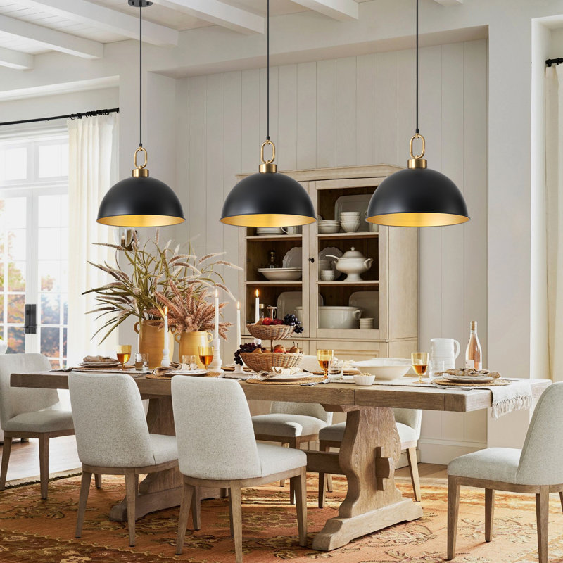 Worthing 1-Light Modern Farmhouse Single Dome Kitchen Island Pendant Light, 13.58" H x 16.14" W x 16.14" D