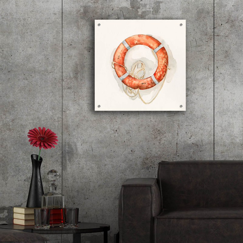  «Nautical Safety 1» par Emma Caroline, art mural en verre acrylique, 24 po x 24 po, H 24 po x l 24 po