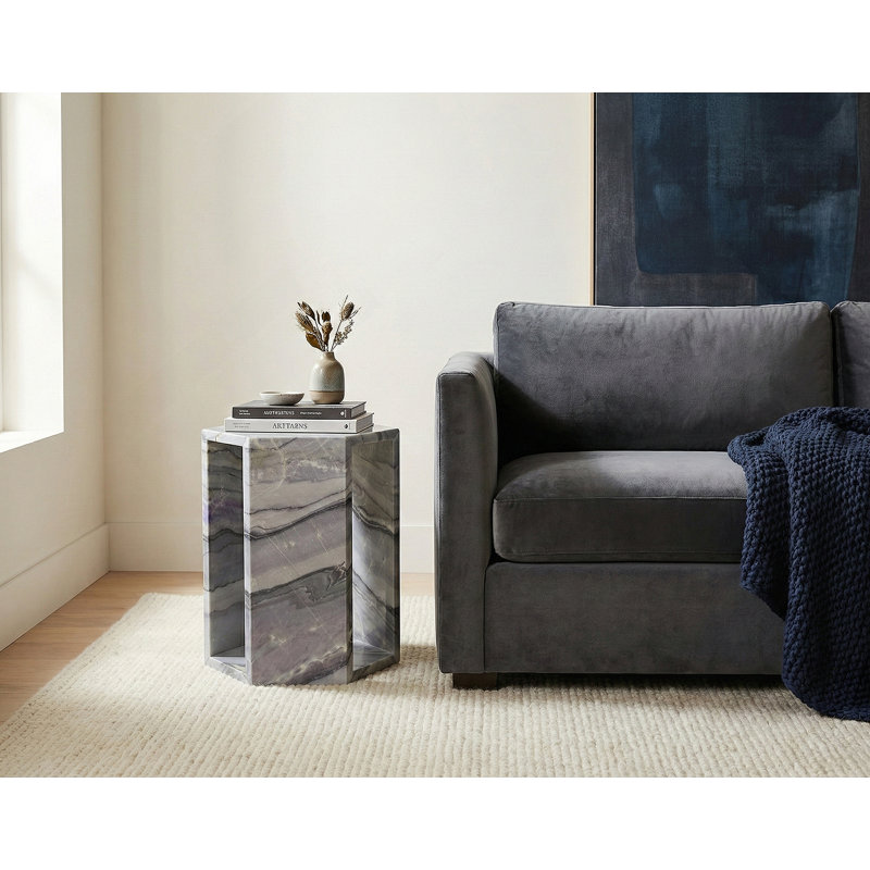 Side Table, Hexagonal End Table For Living Room