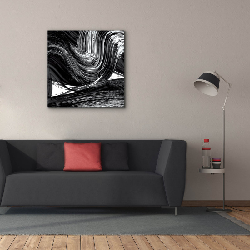 «Swirl 3 Bw» par Piper Rhue, art mural sur toile, H 37 po x l 37 po x P 1,5 po