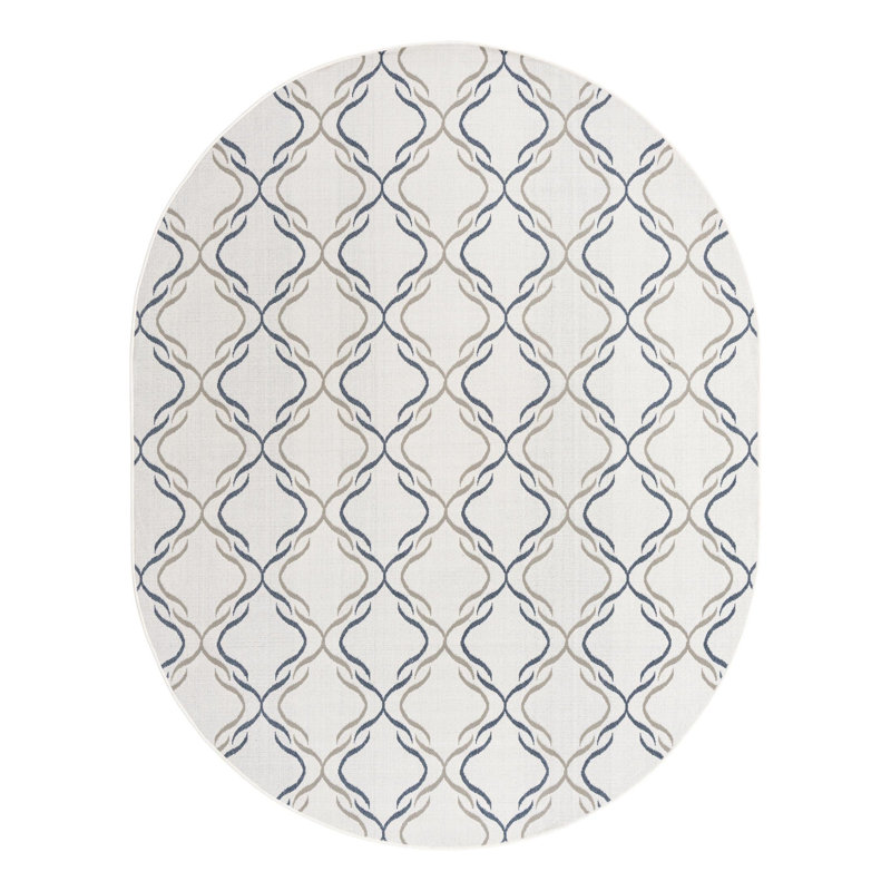 Draupadi Geometric Indoor / Outdoor Rug, Oval 7'10" x 10'