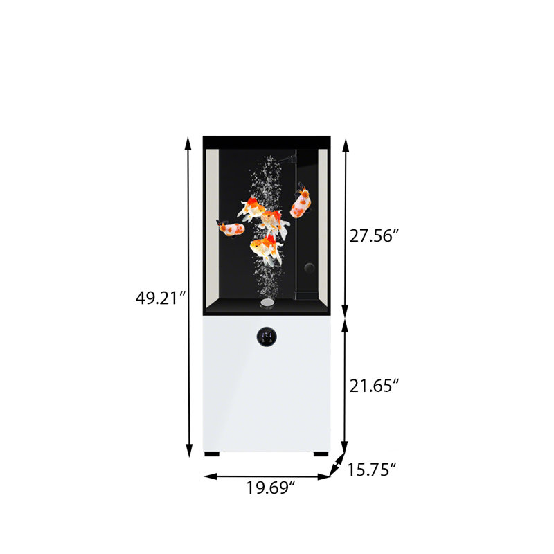 Aquarium blanc 19,69 po avec aquarium en verre ultra transparent, 49.21" H x 19.69" W x 15.75" D, Clear/White