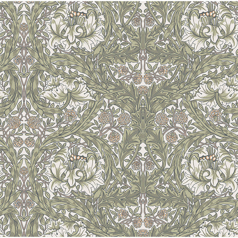 African Marigold Floral Wallpaper Roll, Green