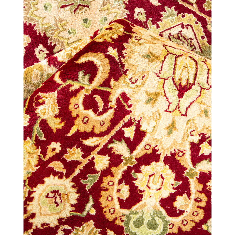 Handmade Red and Tan Wool Rectangular Area Rug
