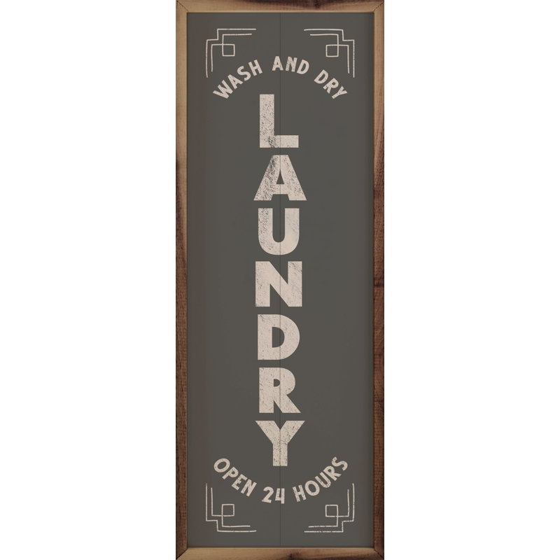 Laundry Open 24 Hours Black, 12" H x 4" W