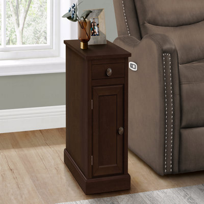 Accent Table, End, Side Table, Nightstand (Bedside Side Table), Narrow, Lamp, Storage Drawer, Veneer, Traditional
