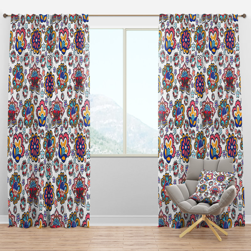 Panneau de rideau simple semi-diaphane avec passe-tringle Mid-Century, l 52 po x L 108 po