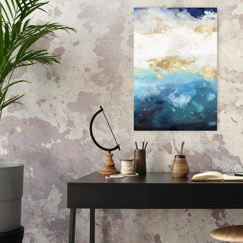 «Water I», art abstrait de l'océan côtier serein, H 24 po x l 16 po